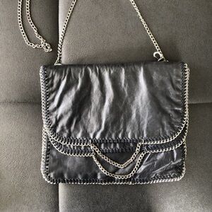 DKNY Leather Crossbody Bag with Chain Trim